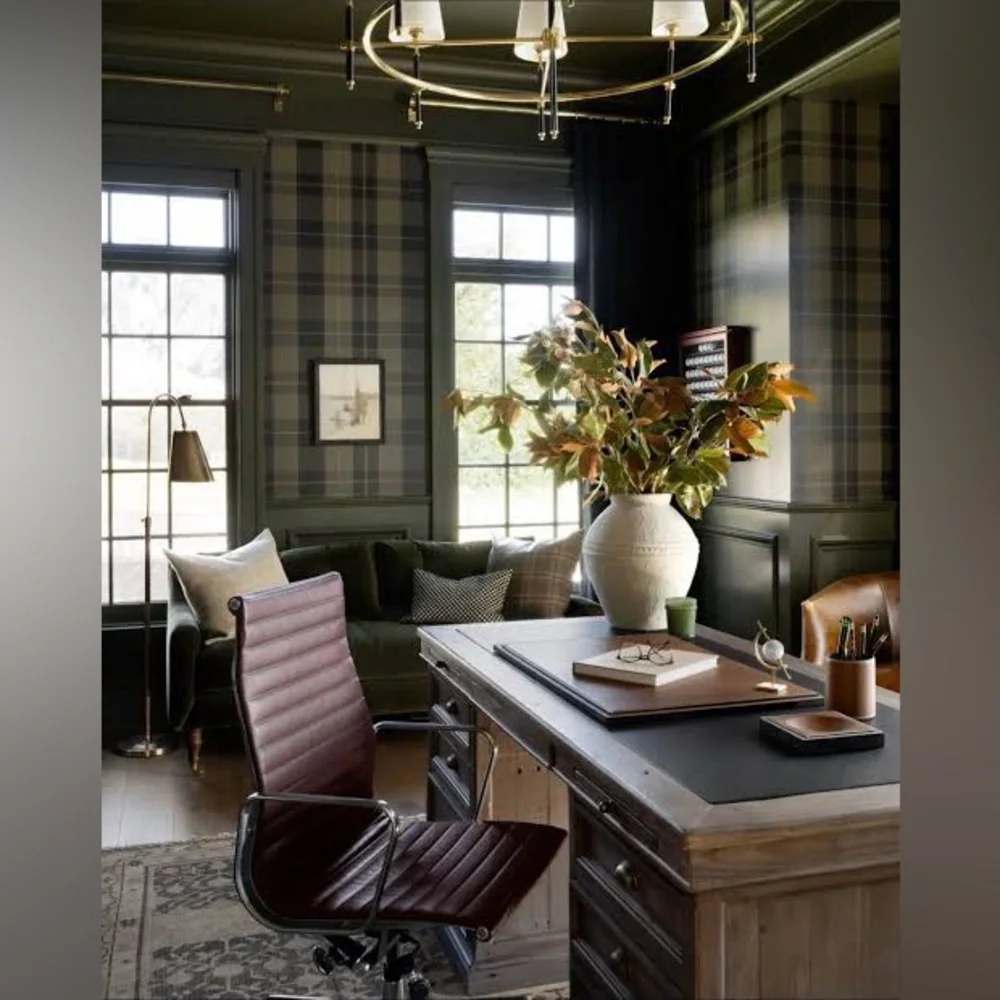New Anthropologie x MINDTHEGAP Equestrian Green Plaid Wallpaper Wall Art Mural